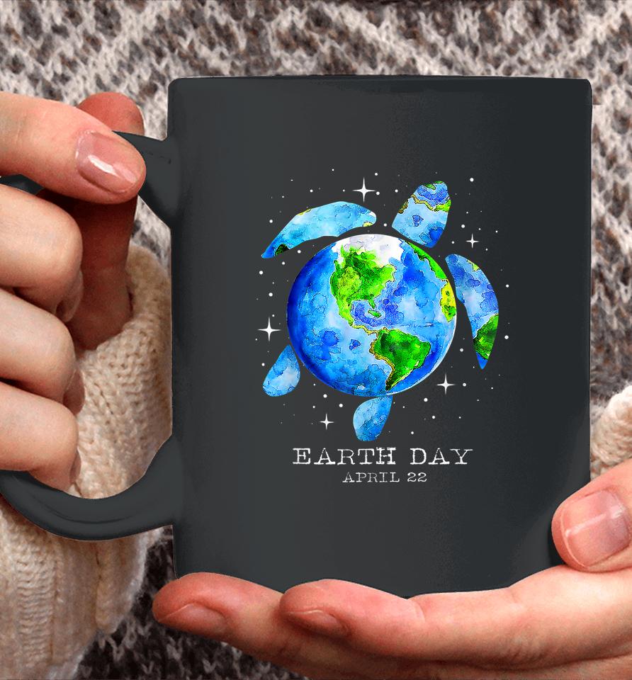Earth Day 2023 Restore Earth Sea Turtle Art Save The Planet Coffee Mug