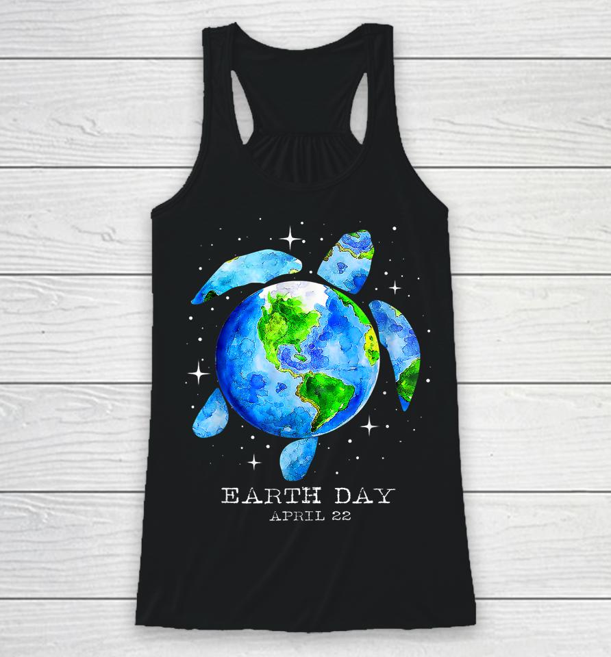 Earth Day 2023 Restore Earth Sea Turtle Art Save The Planet Racerback Tank