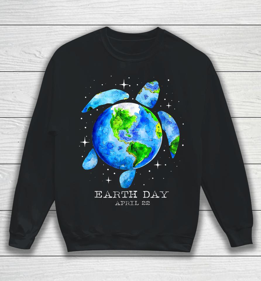 Earth Day 2023 Restore Earth Sea Turtle Art Save The Planet Sweatshirt
