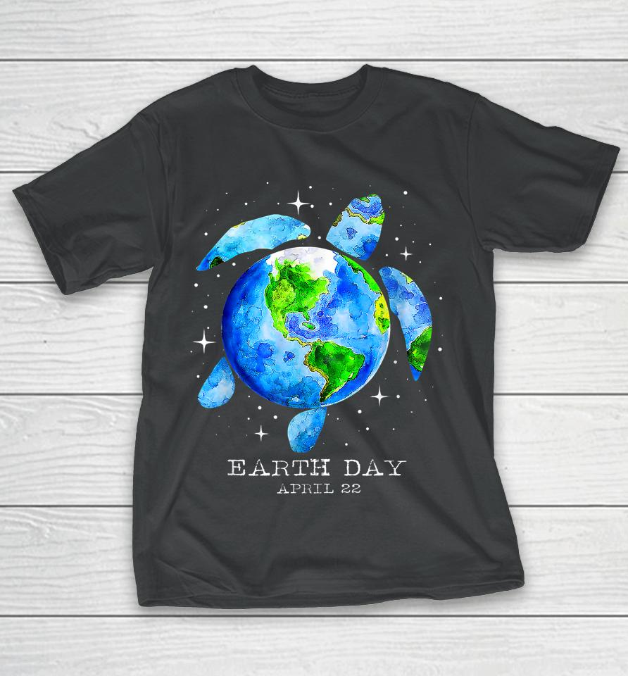 Earth Day 2023 Restore Earth Sea Turtle Art Save The Planet T-Shirt
