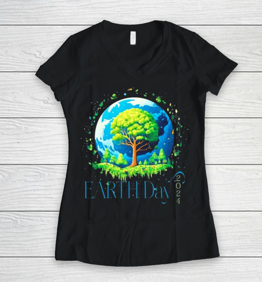 Earth Day 2024 Environmental International Awareness Women V-Neck T-Shirt