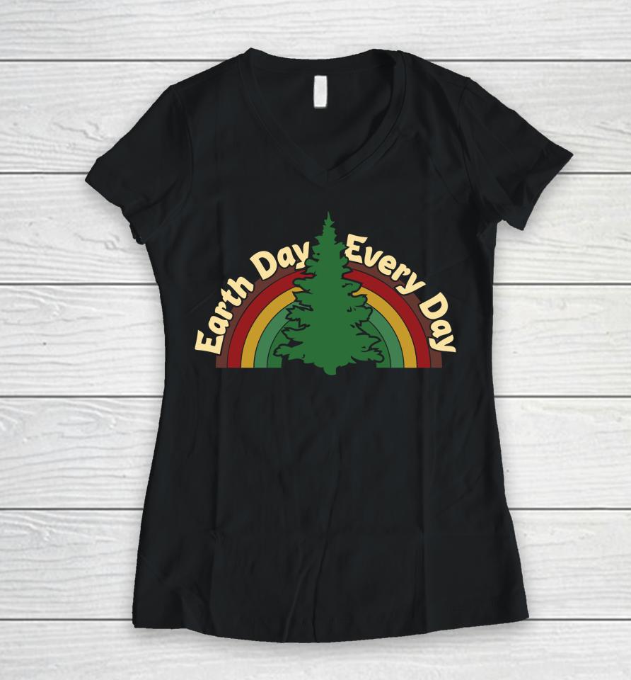 Earth Day Every Day Rainbow Earth Day Women V-Neck T-Shirt