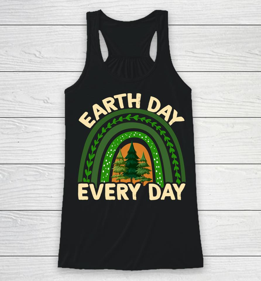 Earth Day Everyday Rainbow Pine Tree Racerback Tank