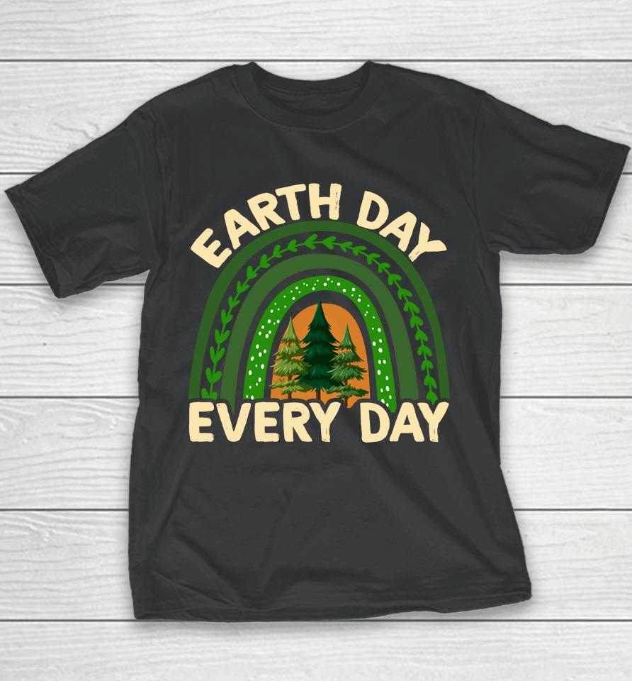 Earth Day Everyday Rainbow Pine Tree Youth T-Shirt