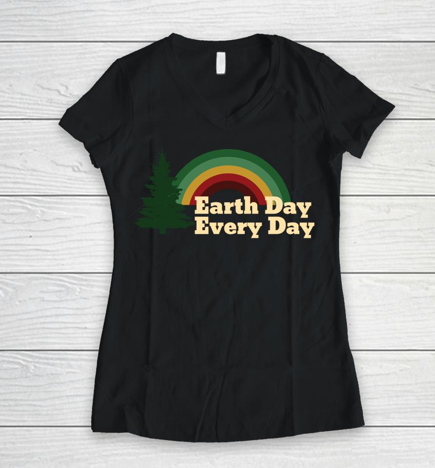 Earth Day Everyday Rainbow Women V-Neck T-Shirt