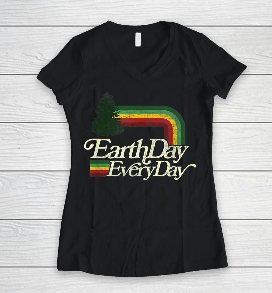Earth Day Everyday Retro Vintage Women V-Neck T-Shirt