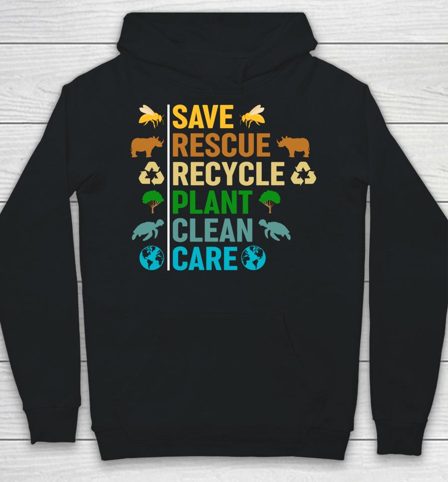Earth Day Planet Save Bees Rescue Animals Recycled Plastic Hoodie