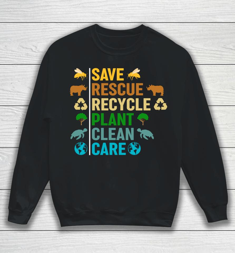 Earth Day Planet Save Bees Rescue Animals Recycled Plastic Sweatshirt
