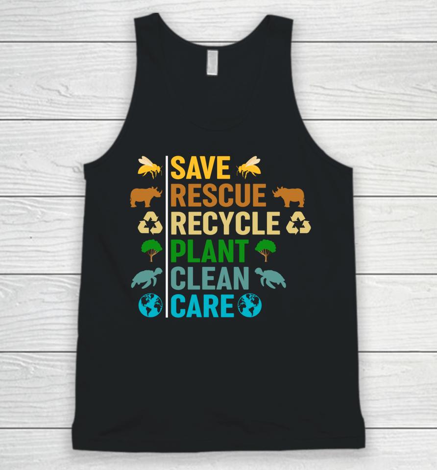 Earth Day Planet Save Bees Rescue Animals Recycled Plastic Unisex Tank Top