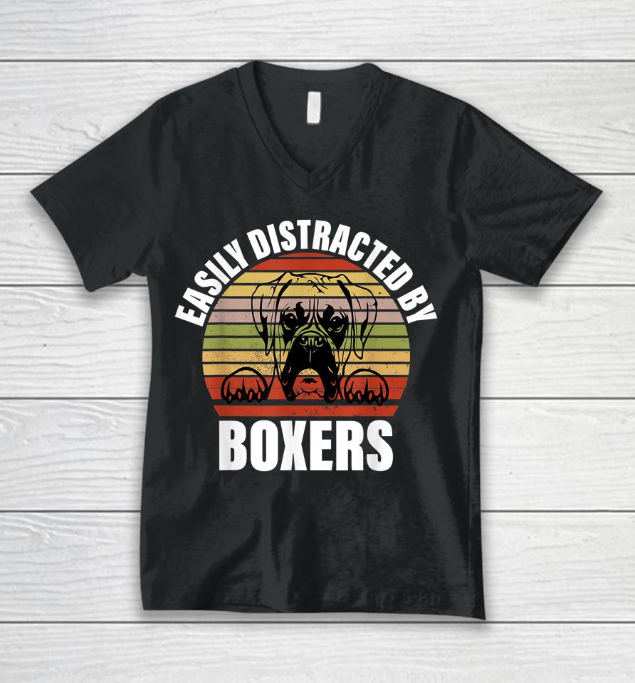 Easily Distracted By Boxers Unisex V-Neck T-Shirt