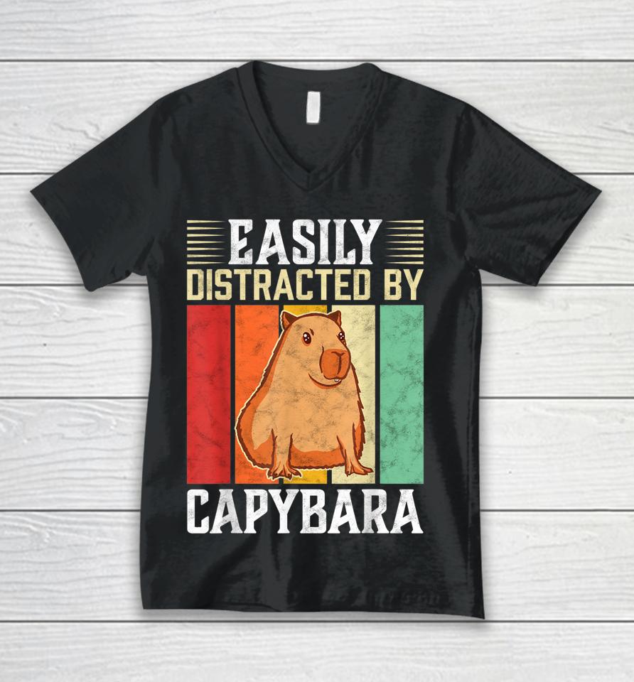 Easily Distracted By Capybara Unisex V-Neck T-Shirt