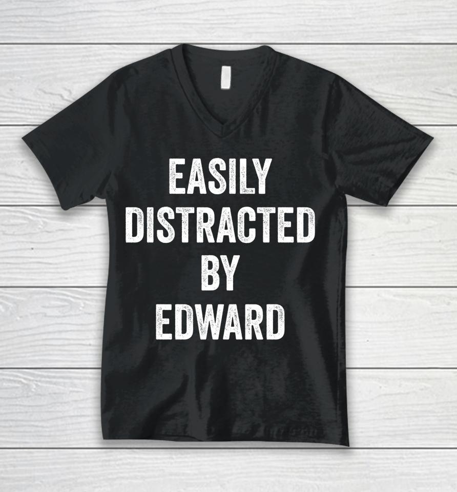 Easily Distracted By Edward Unisex V-Neck T-Shirt