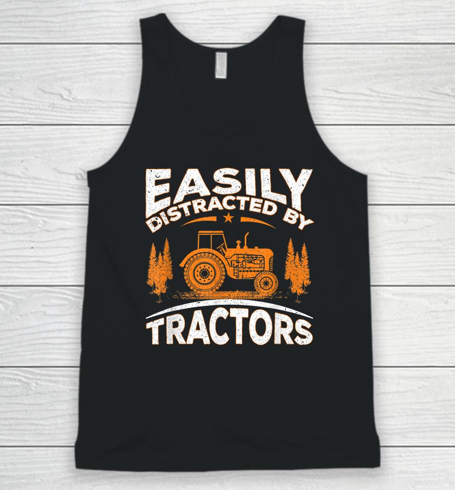 Easily Distracted By Tractors Unisex Tank Top