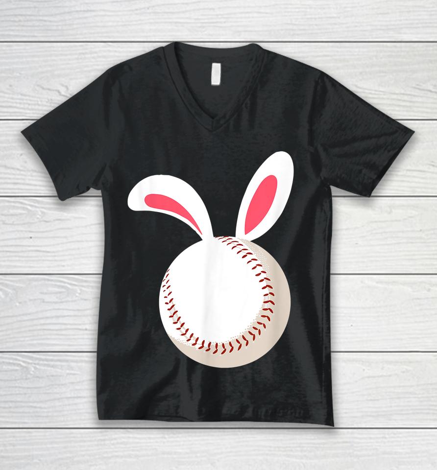 Easter Baseball Bunny Ears Happpy Easter Day Unisex V-Neck T-Shirt