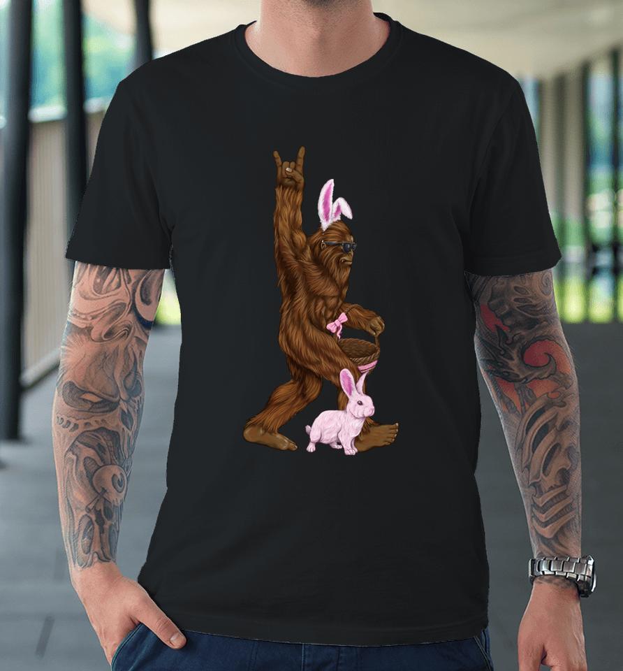 Easter Bigfoot Bunny In A Basket Is Funny For Sunday Premium T-Shirt