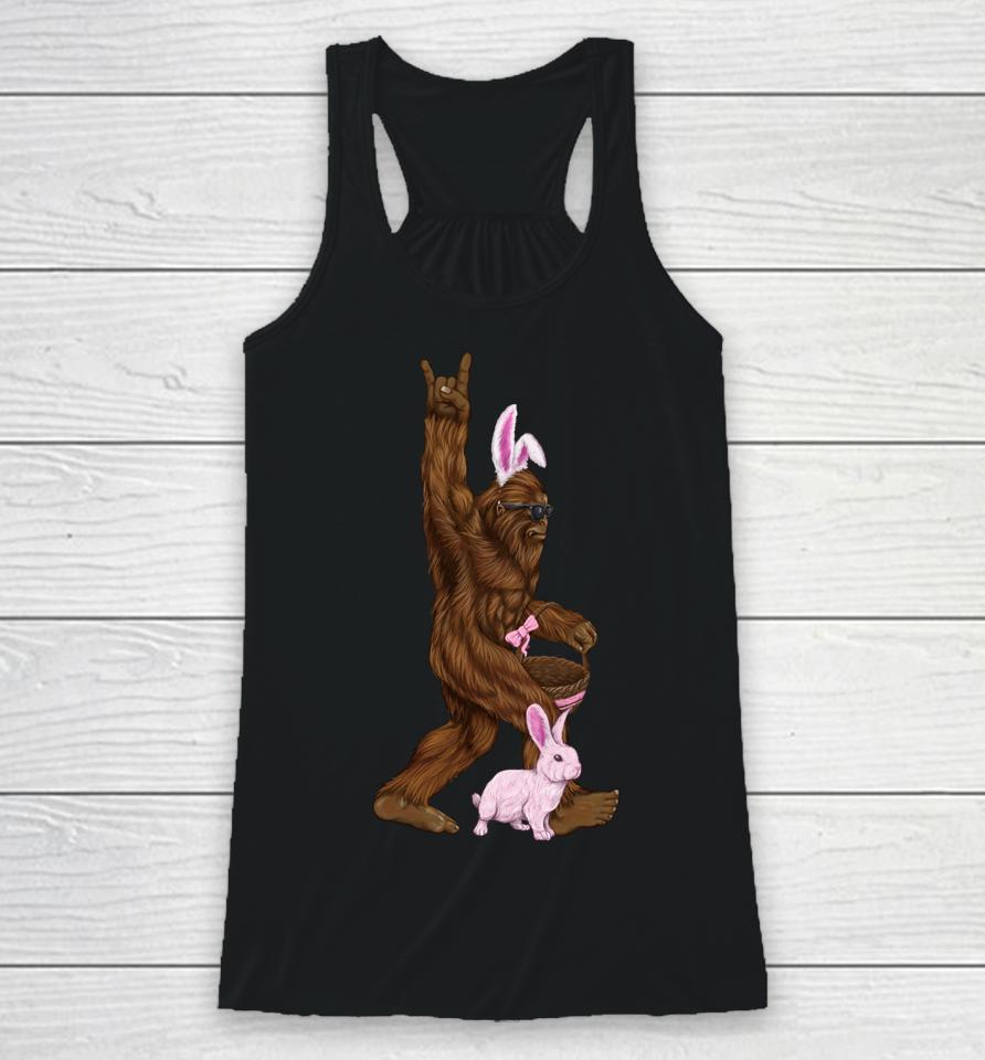 Easter Bigfoot Bunny In A Basket Is Funny For Sunday Racerback Tank
