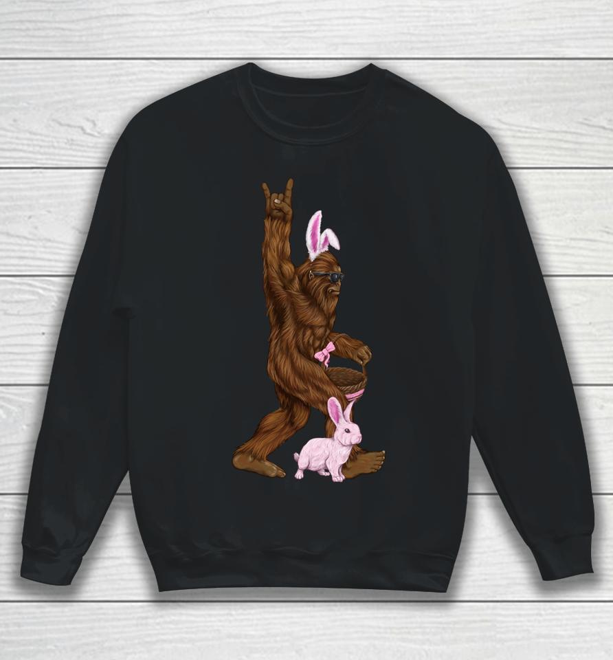 Easter Bigfoot Bunny In A Basket Is Funny For Sunday Sweatshirt