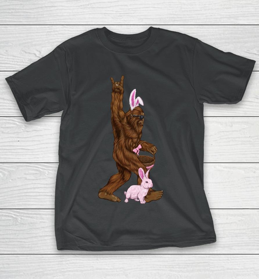 Easter Bigfoot Bunny In A Basket Is Funny For Sunday T-Shirt