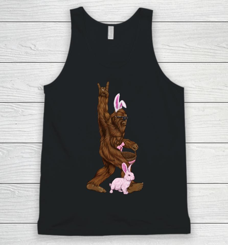 Easter Bigfoot Bunny In A Basket Is Funny For Sunday Unisex Tank Top