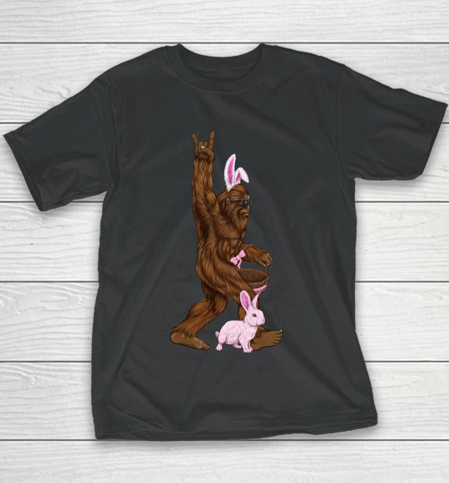 Easter Bigfoot Bunny In A Basket Is Funny For Sunday Youth T-Shirt