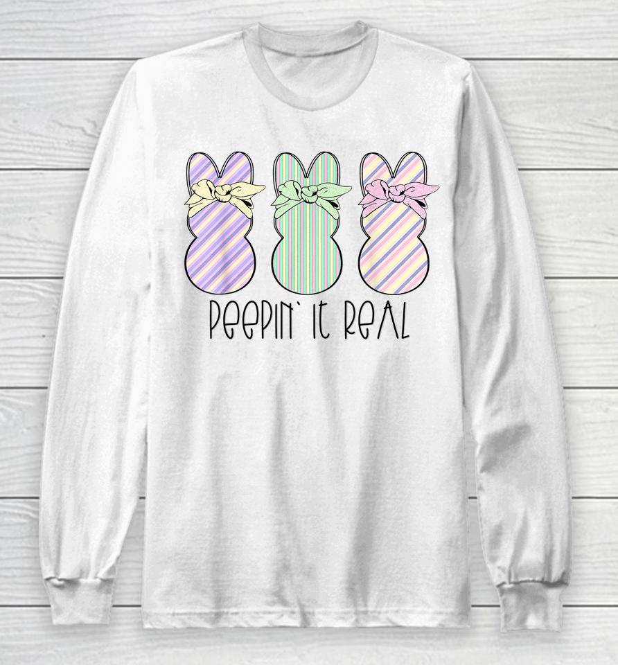 Easter Bunnies Easter Bunny For Easter Peepin' It Real Long Sleeve T-Shirt