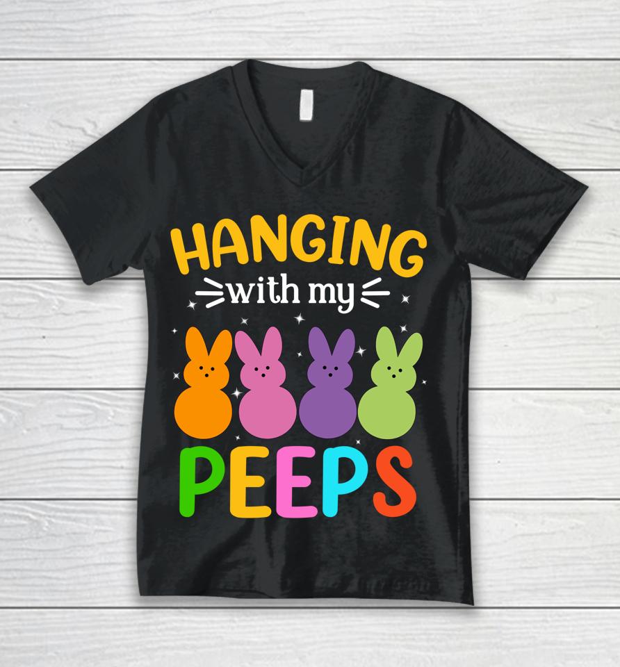 Easter Bunnies Hanging With My Peep Easter Day Unisex V-Neck T-Shirt