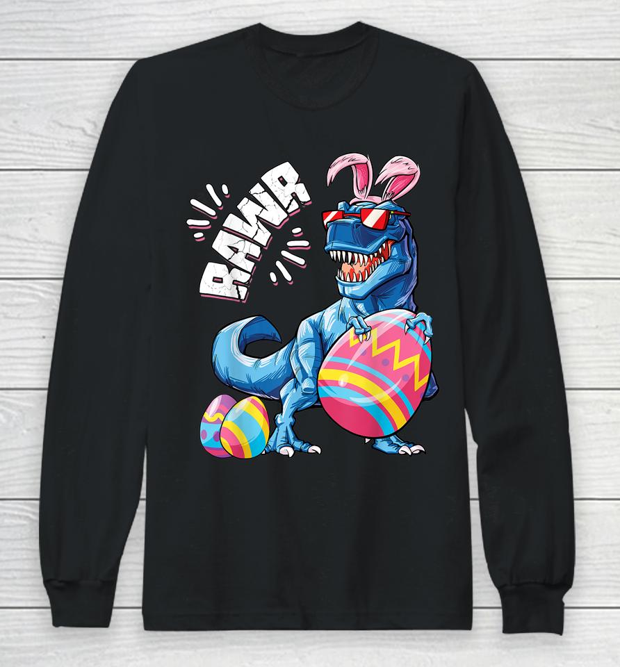 Easter Bunny Dinosaur T Rex Eggs Boys Kids Girl Rawr Gifts Long Sleeve T-Shirt