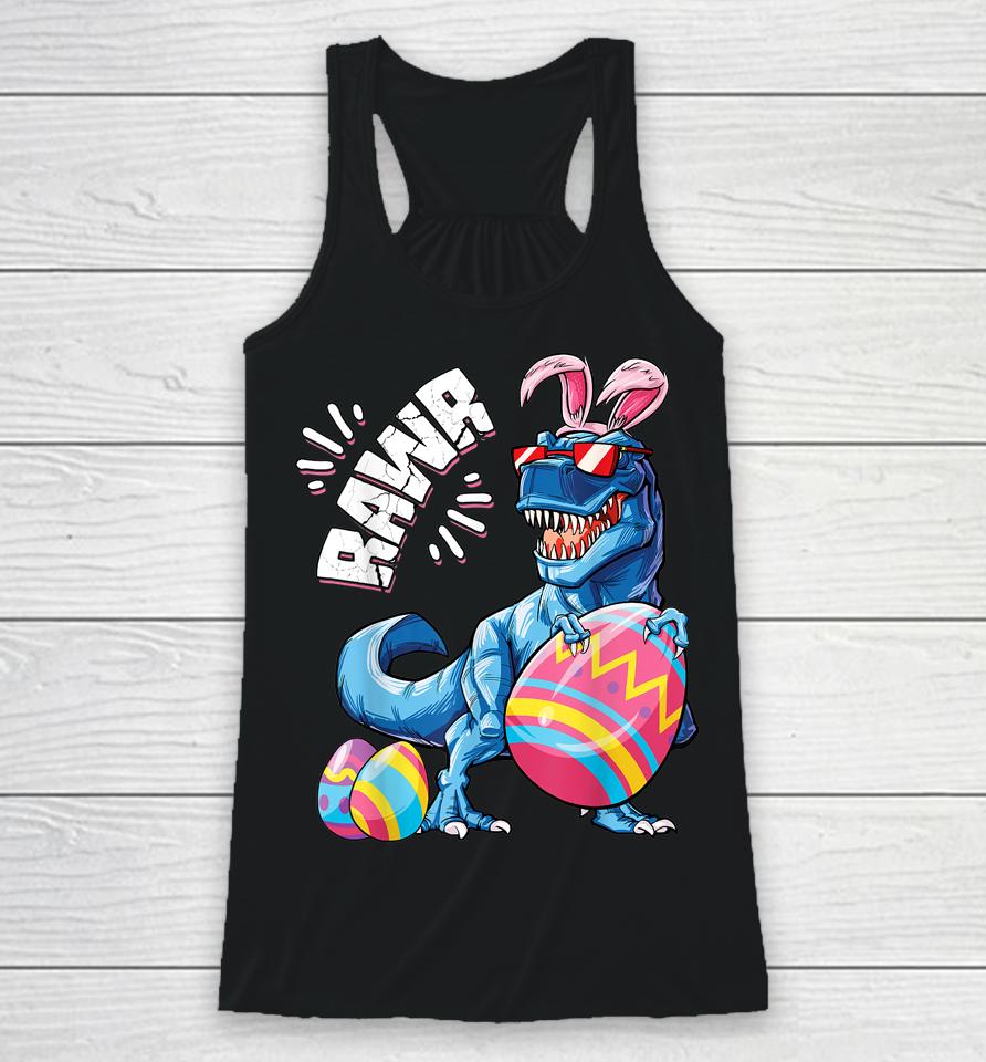 Easter Bunny Dinosaur T Rex Eggs Boys Kids Girl Rawr Gifts Racerback Tank