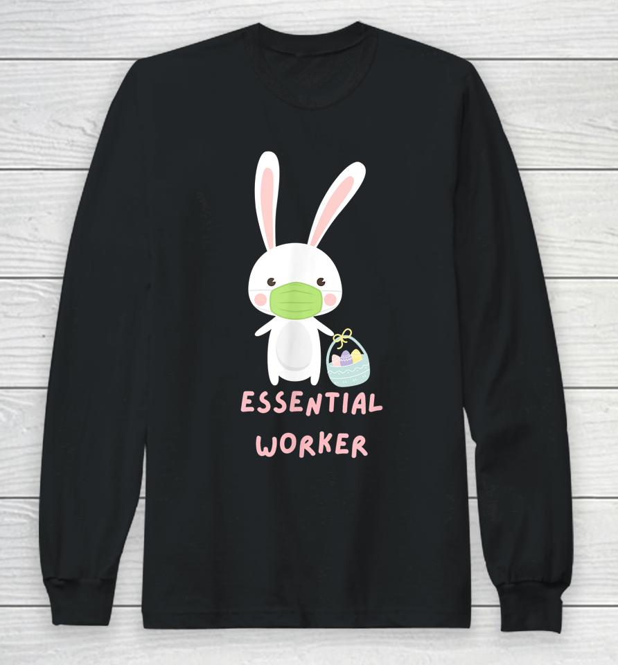 Easter Bunny Essential Worker Covid Mask Cute Funny Graphic Long Sleeve T-Shirt