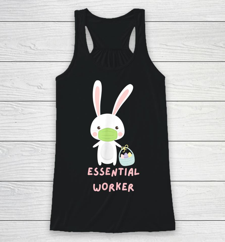 Easter Bunny Essential Worker Covid Mask Cute Funny Graphic Racerback Tank