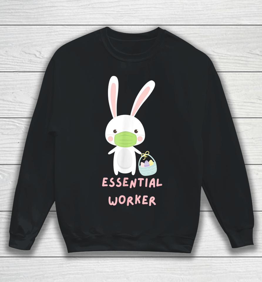 Easter Bunny Essential Worker Covid Mask Cute Funny Graphic Sweatshirt