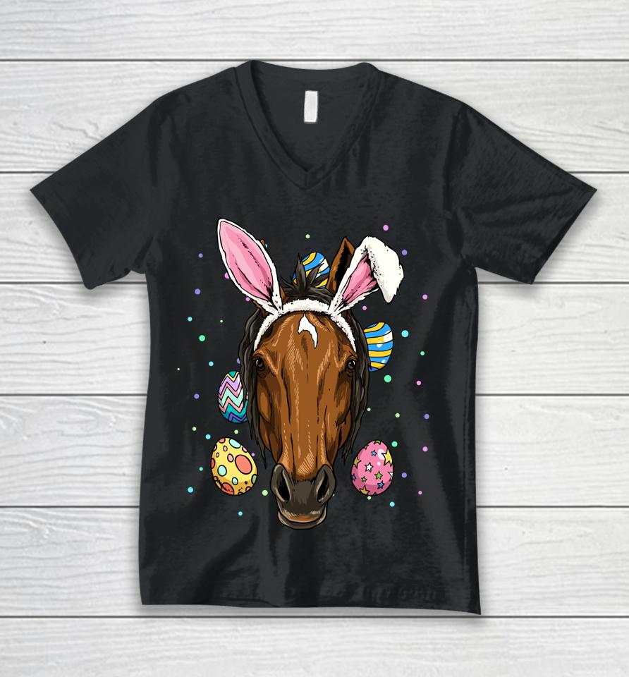 Easter Bunny Horse Unisex V-Neck T-Shirt