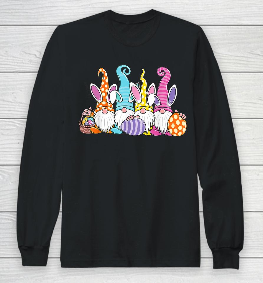 Easter Bunny Spring Gnome Easter Egg Hunting And Basket Gift Long Sleeve T-Shirt