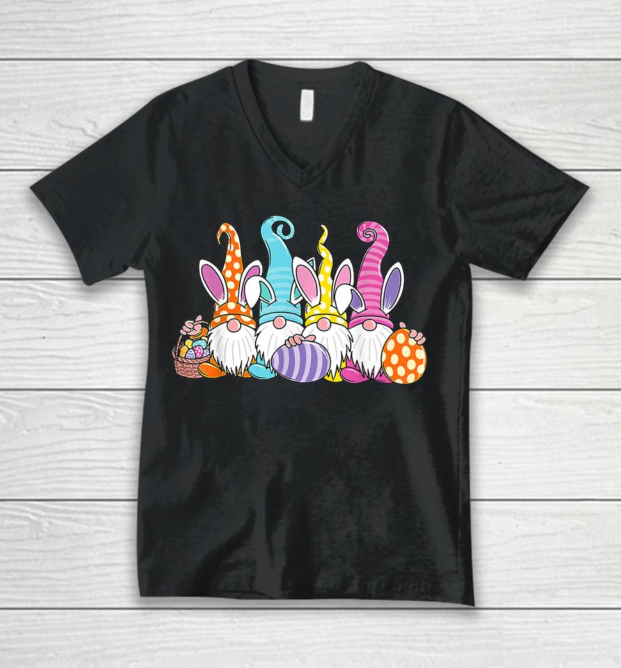Easter Bunny Spring Gnome Easter Egg Hunting And Basket Gift Unisex V-Neck T-Shirt