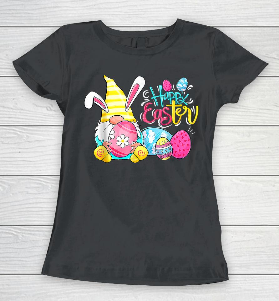 Easter Bunny Spring Gnome Easter Egg Hunting And Basket Women T-Shirt