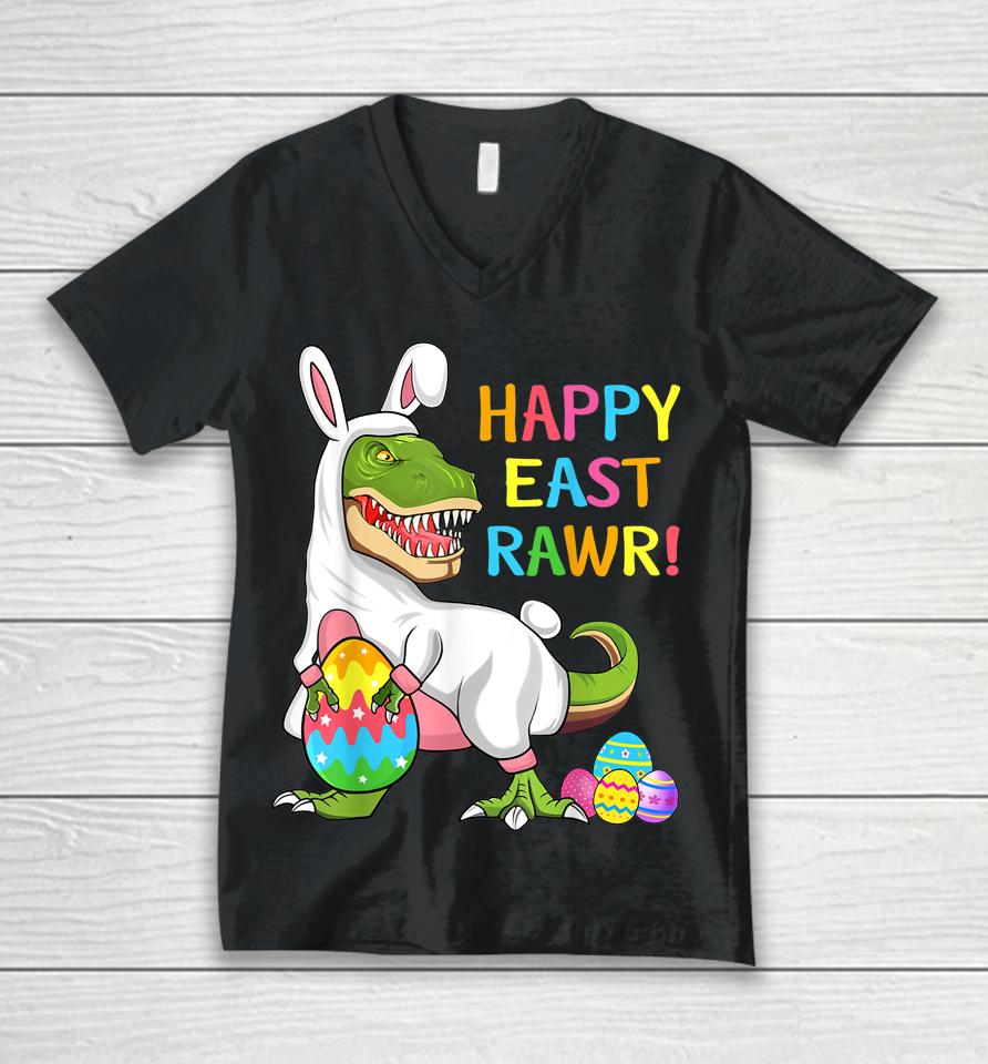 Easter Day Dinosaur Funny Happy Eastrawr T Rex Easter Unisex V-Neck T-Shirt
