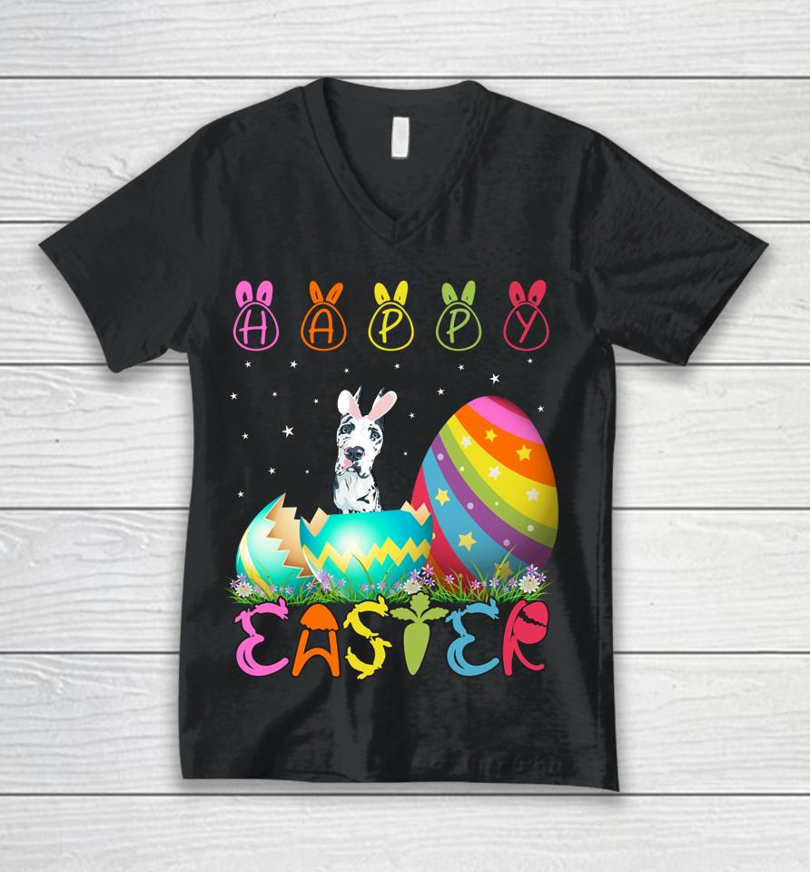 Easter Day Great Dane Dog Unisex V-Neck T-Shirt