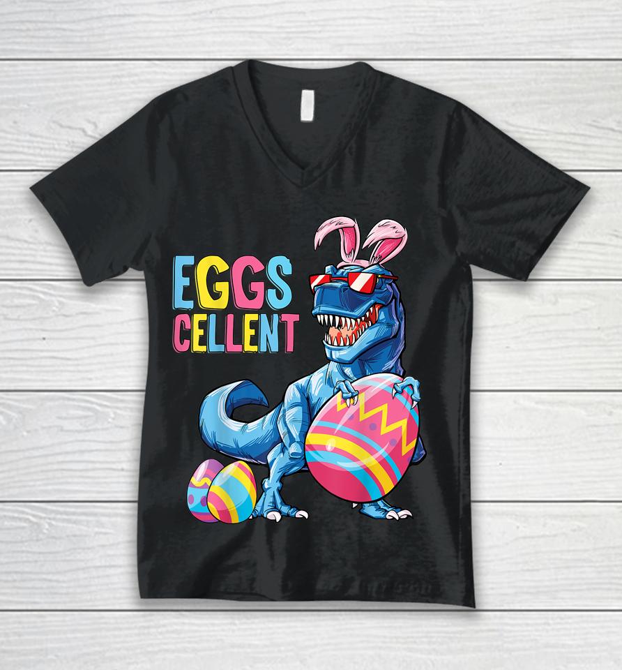 Easter Dinosaur Bunny T Rex Boys Girls Kids Eggs Cellent Unisex V-Neck T-Shirt