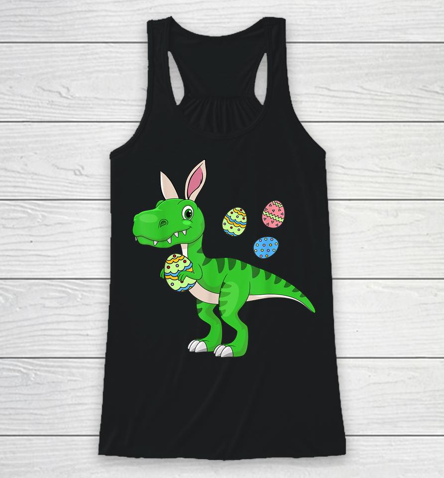 Easter Dinosaur Shirt Boys Kids Bunny Easter Basket Stuffers Racerback Tank