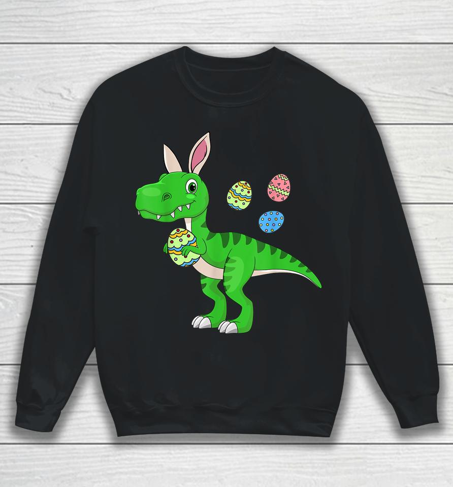 Easter Dinosaur Shirt Boys Kids Bunny Easter Basket Stuffers Sweatshirt