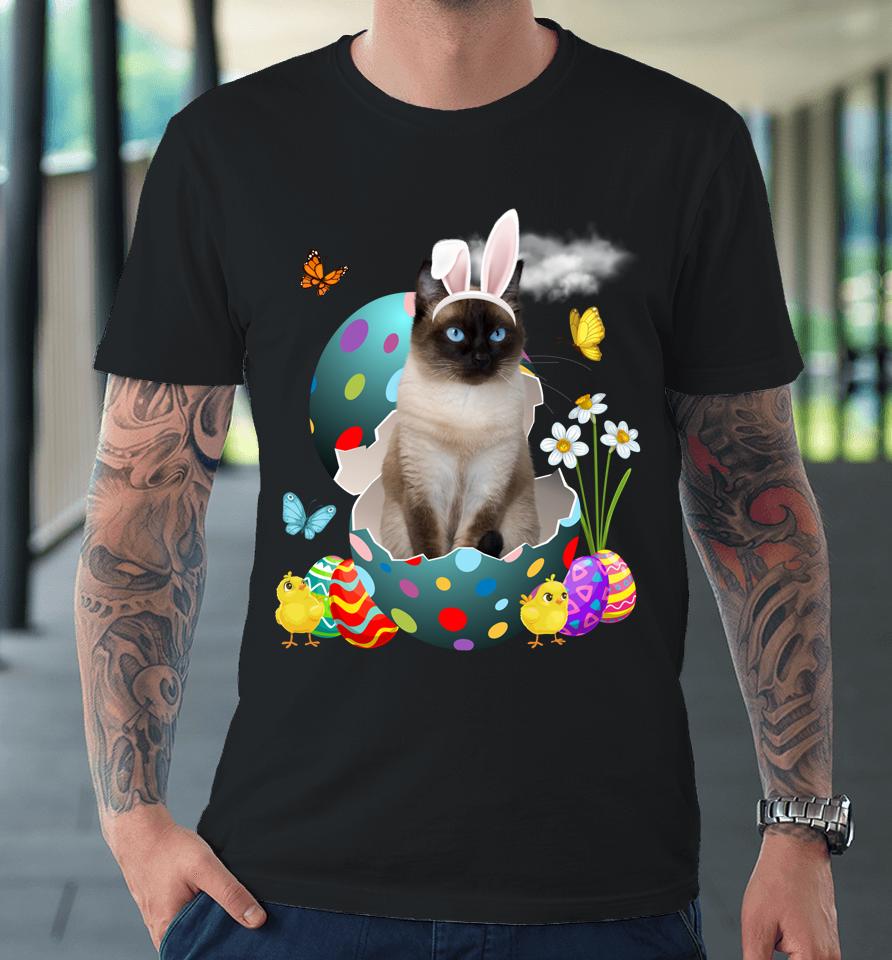 Easter Eggs Siamese Bunny Cat Gifts Cat Dad Cat Mom Premium T-Shirt