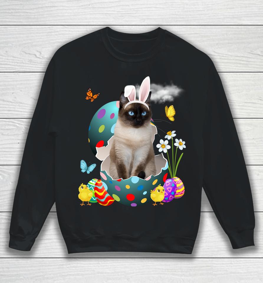 Easter Eggs Siamese Bunny Cat Gifts Cat Dad Cat Mom Sweatshirt