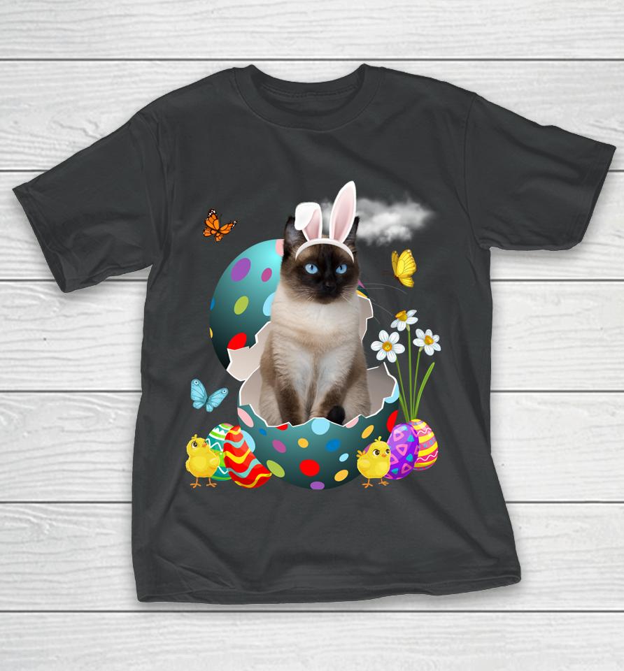 Easter Eggs Siamese Bunny Cat Gifts Cat Dad Cat Mom T-Shirt