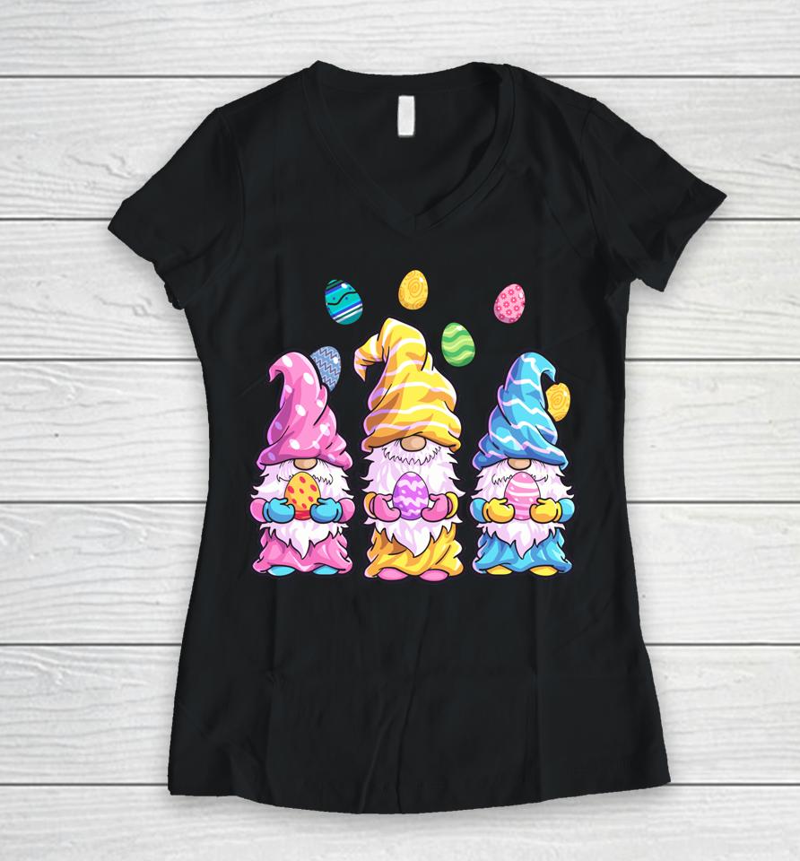 Easter Gnomes Easter Eggs Easter Day Women V-Neck T-Shirt