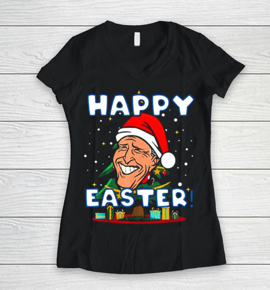 Easter Joe Biden Santa Confused Christmas Days Women V-Neck T-Shirt