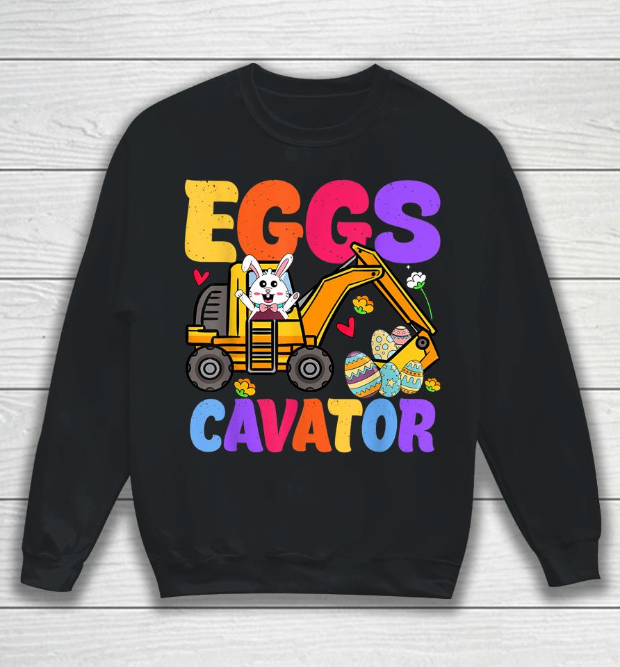 Easter Kids Boys Funny Excavator Happy Easter Eggscavator Sweatshirt