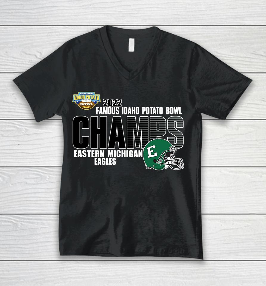 Eastern Michigan Ncaa Shop 2022 Potato Bowl Champions Unisex V-Neck T-Shirt