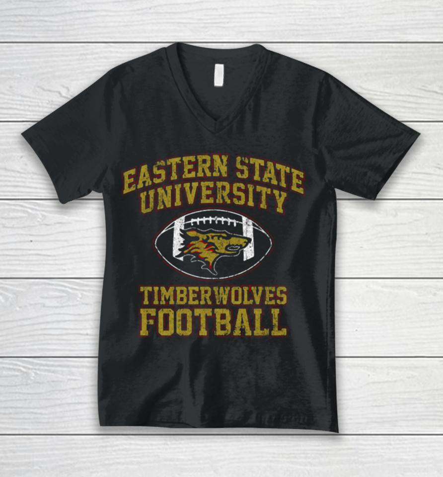 Eastern State University Timberwolves Football Unisex V-Neck T-Shirt