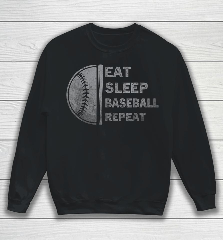 Eat Sleep Baseball Repeat Baseball Player Funny Baseball Sweatshirt