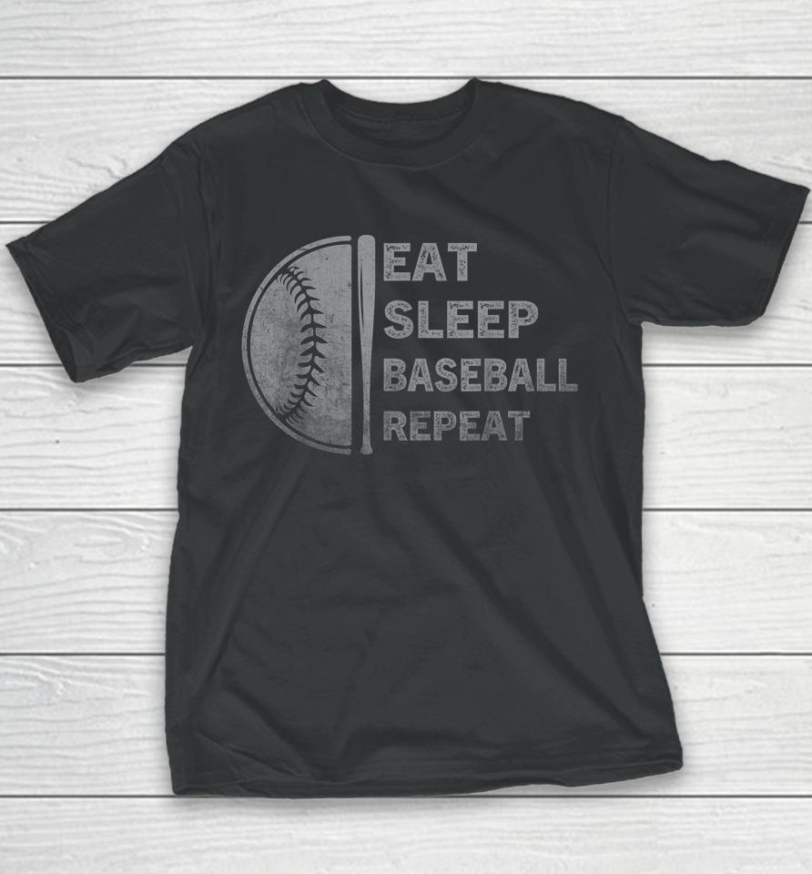 Eat Sleep Baseball Repeat Baseball Player Funny Baseball Youth T-Shirt